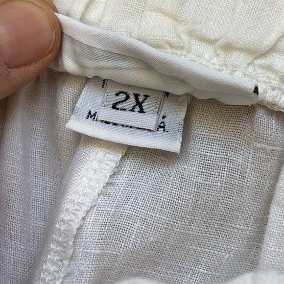 Bryn Walker Womens White 100% Linen Casbah Ultra Wide Leg Pull-On Pants Size 2XL - Picture 9 of 9
